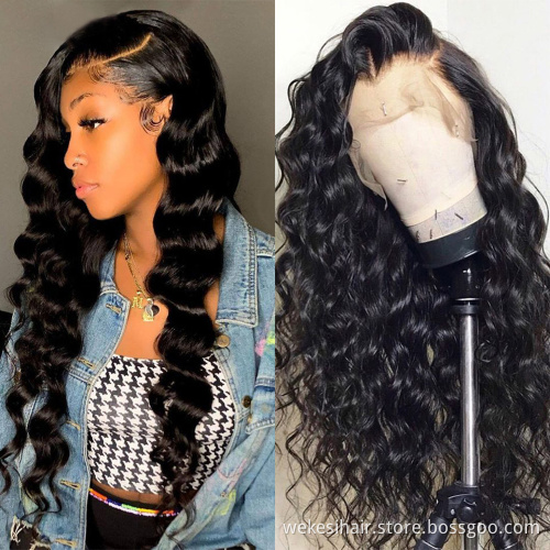 Cuticle Aligned Virgin Indian Hair Raw Unprocessed Lace Frontal Wig Loose Deep Wave For Black Women Human Hair Lace Front Wigs